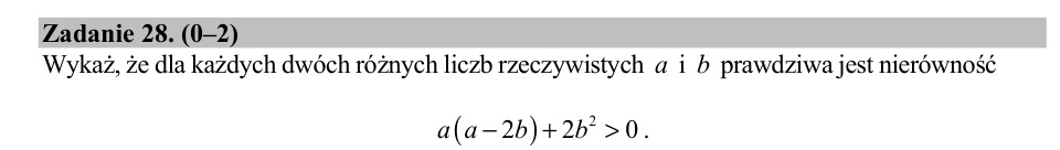 Zadanie 28: Nierówność dla różnych liczb - matura matematyka 2020
