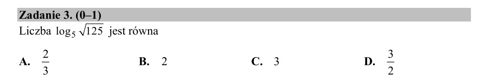 Zadanie 3: Logarytm liczby 125 - matura matematyka 2020