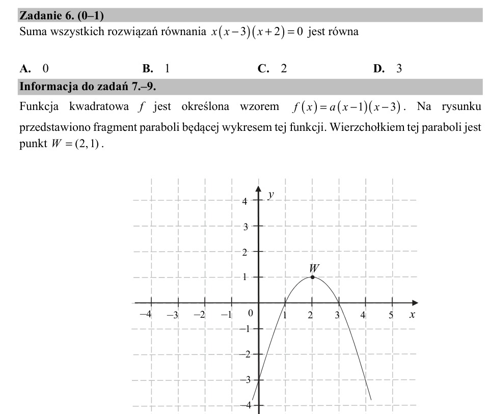 Zadanie 6: Suma rozwiązań równania - matura matematyka 2020