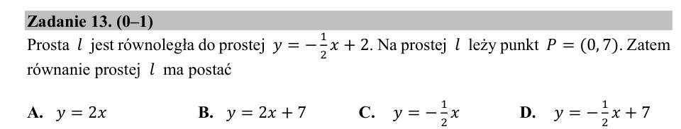 Zadanie 13: Równanie prostej równoległej - matura matematyka 2020