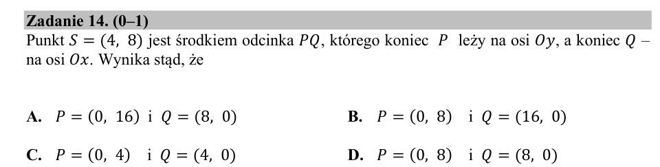 Zadanie 14: Końce odcinka - matura matematyka 2020