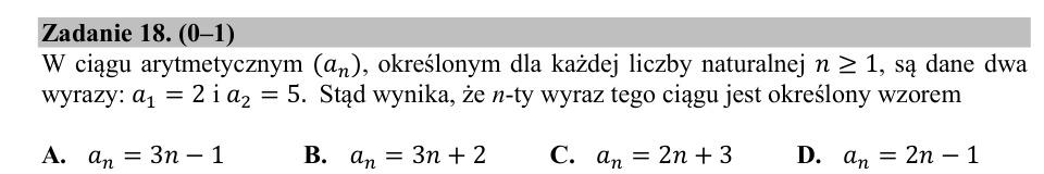 Zadanie 18: Wzór ciągu arytmetycznego - matura matematyka 2020