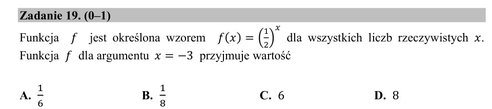 Zadanie 19: Wartość funkcji wykładniczej - matura matematyka 2020