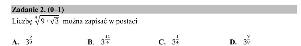 Zadanie 2: Pierwiastek czwartego stopnia - matura matematyka 2020