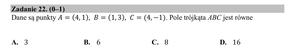 Zadanie 22: Pole trójkąta ABC - matura matematyka 2020