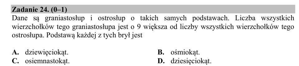 Zadanie 24: Podstawa graniastosłupa i ostrosłupa - matura matematyka 2020