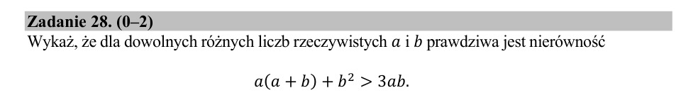 Zadanie 28: Nierówność dla różnych liczb - matura matematyka 2020