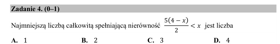 Zadanie 4: Najmniejsza liczba całkowita - matura matematyka 2020