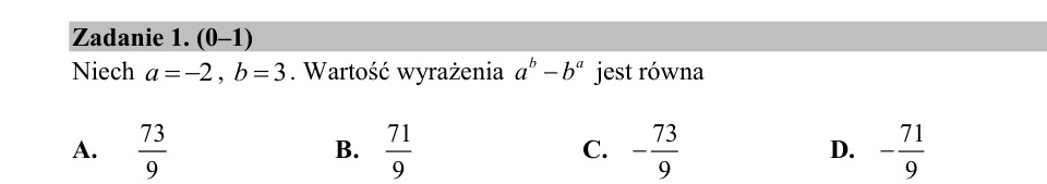Zadanie 1: Różnica potęg a i b - matura matematyka 2020