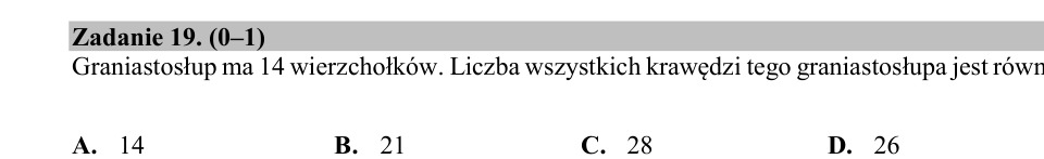 Zadanie 19: Liczba krawędzi graniastosłupa - matura matematyka 2020