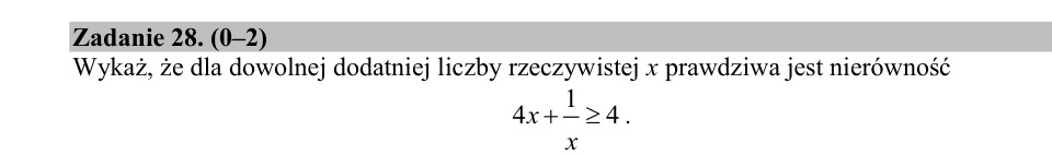 Zadanie 28: Nierówność z odwrotnością - matura matematyka 2020