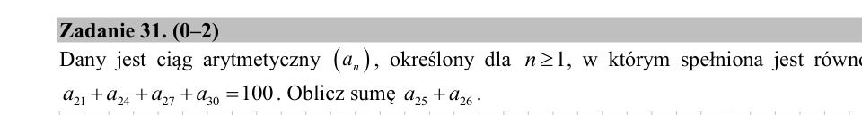 Zadanie 31: Suma wyrazów ciągu - matura matematyka 2020