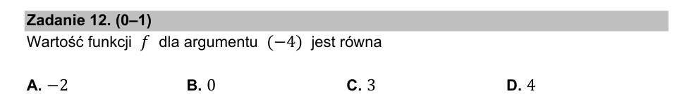 Zadanie 12: Wartość dla argumentu - matura matematyka 2021