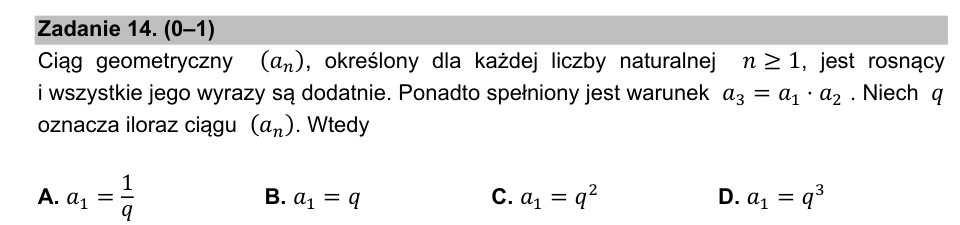 Zadanie 14: Iloraz ciągu geometrycznego - matura matematyka 2021