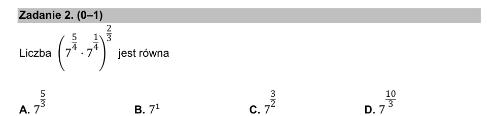 Zadanie 2: Iloczyn potęg siódemki - matura matematyka 2021