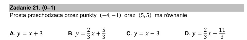 Zadanie 21: Równanie prostej - matura matematyka 2021