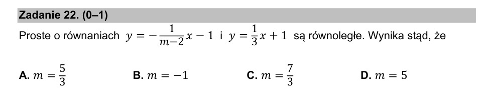 Zadanie 22: Parametr prostych równoległych - matura matematyka 2021