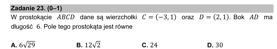 Zadanie 23: Pole prostokąta - matura matematyka 2021