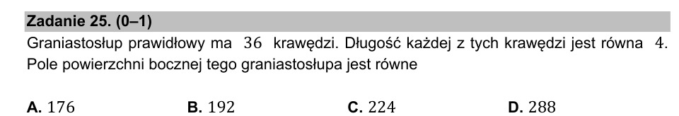 Zadanie 25: Pole powierzchni bocznej - matura matematyka 2021