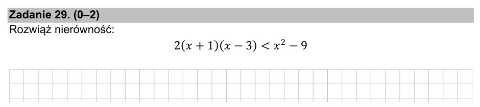 Zadanie 29: Nierówność kwadratowa - matura matematyka 2021
