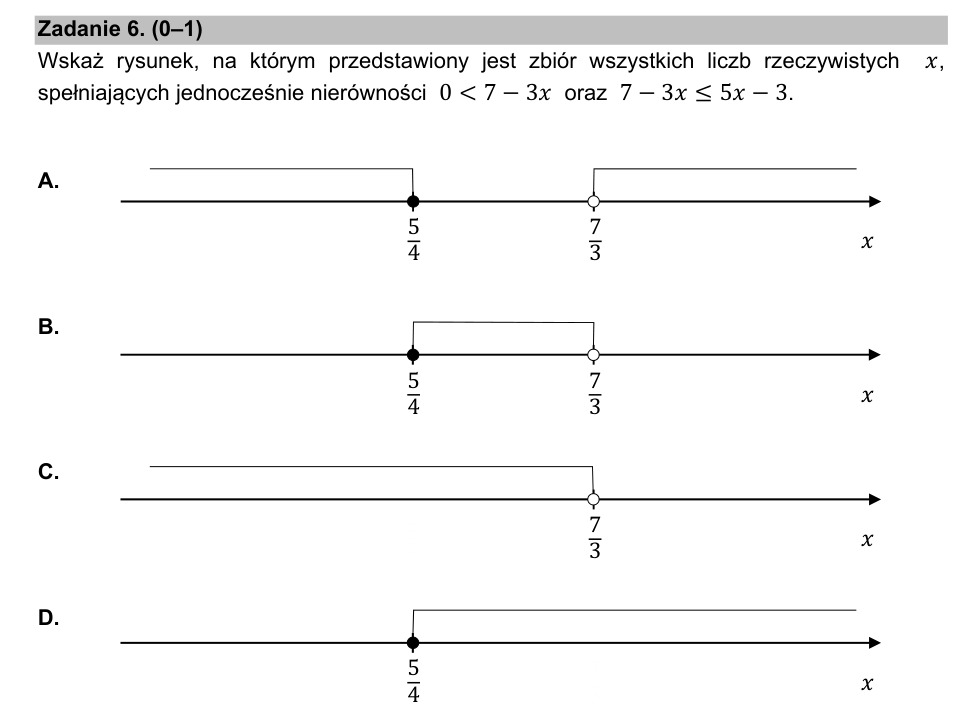 Zadanie 6: Zbiór na osi liczbowej - matura matematyka 2021