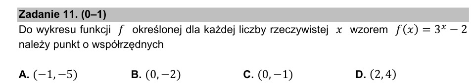 Zadanie 11: Punkt funkcji wykładniczej - matura matematyka 2021