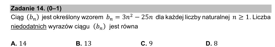 Zadanie 14: Niedodatnie wyrazy ciągu - matura matematyka 2021