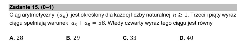 Zadanie 15: Czwarty wyraz ciągu - matura matematyka 2021