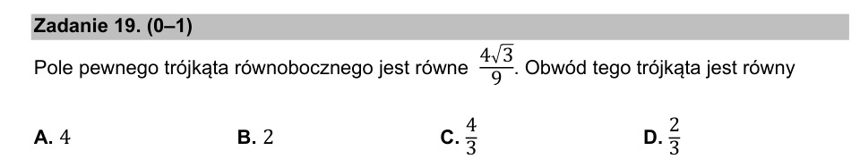 Zadanie 19: Obwód trójkąta równobocznego - matura matematyka 2021
