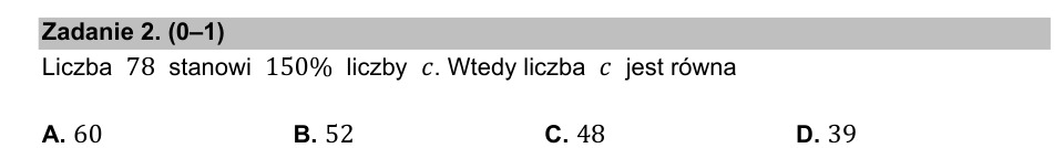 Zadanie 2: Wartość liczby c - matura matematyka 2021