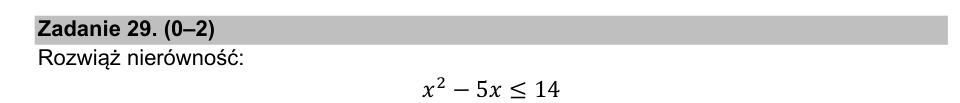 Zadanie 29: Nierówność kwadratowa - matura matematyka 2021