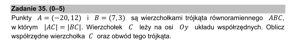 Zadanie 35: Obwód trójkąta równoramiennego - matura matematyka 2021