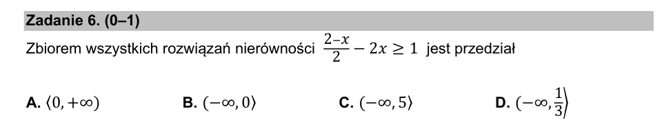 Zadanie 6: Rozwiązania nierówności liniowej - matura matematyka 2021