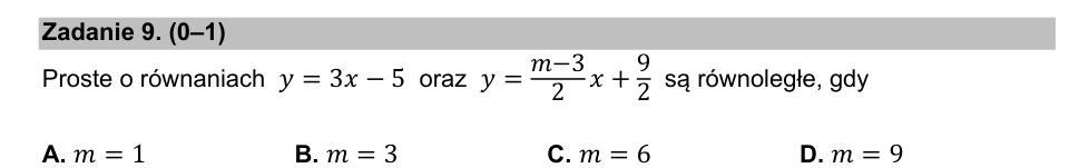 Zadanie 9: Proste równoległe - matura matematyka 2021