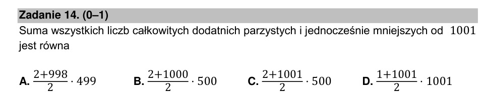 Zadanie 14: Suma liczb parzystych - matura matematyka 2021