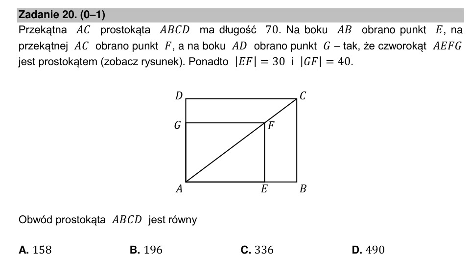 Zadanie 20: Obwód prostokąta - matura matematyka 2021