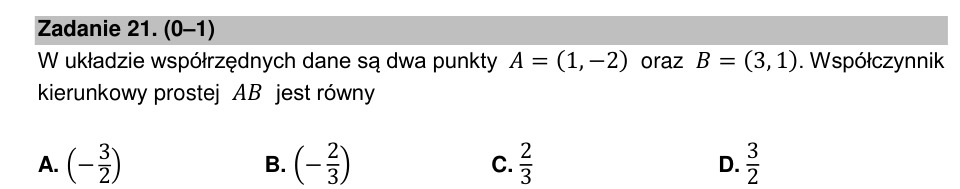Zadanie 21: Współczynnik kierunkowy prostej - matura matematyka 2021