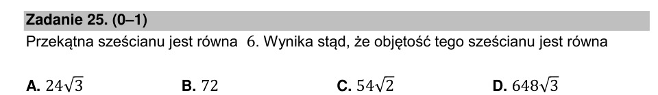 Zadanie 25: Objętość sześcianu - matura matematyka 2021