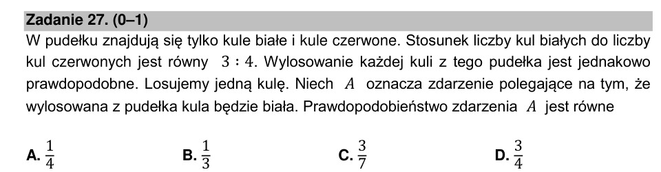 Zadanie 27: Prawdopodobieństwo kuli białej - matura matematyka 2021