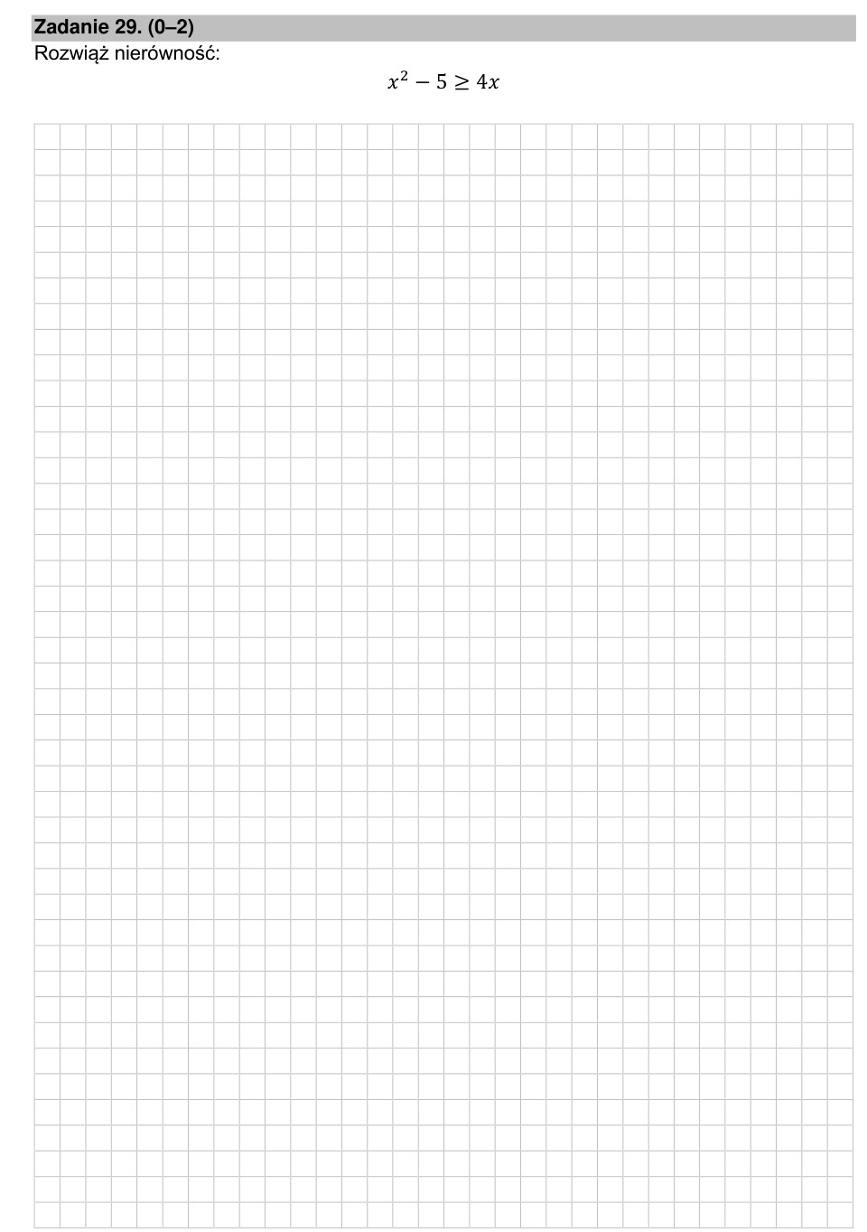 Zadanie 29: Nierówność kwadratowa - matura matematyka 2021