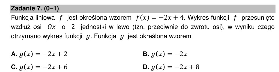 Zadanie 7: Przesunięcie wykresu funkcji - matura matematyka 2021