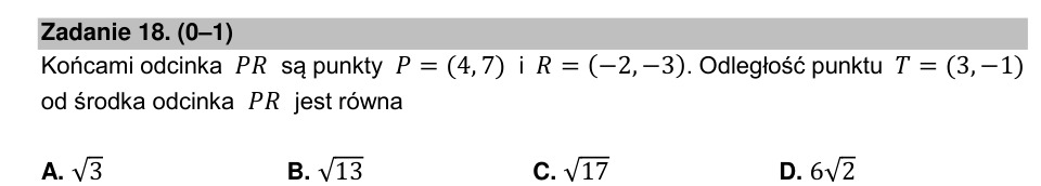 Zadanie 18: Odległość od środka odcinka - matura matematyka 2021