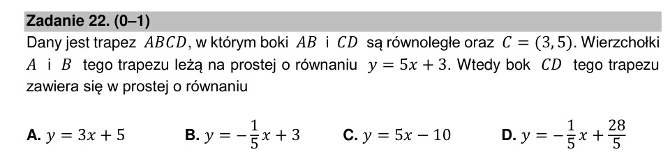 Zadanie 22: Równanie prostej boku CD - matura matematyka 2021