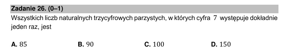 Zadanie 26: Parzyste liczby z siódemką - matura matematyka 2021