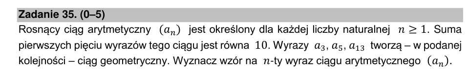 Zadanie 35: Wzór ciągu arytmetycznego - matura matematyka 2021