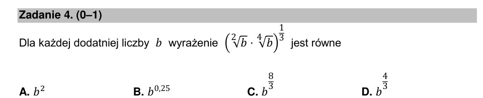 Zadanie 4: Potęga iloczynu pierwiastków - matura matematyka 2021