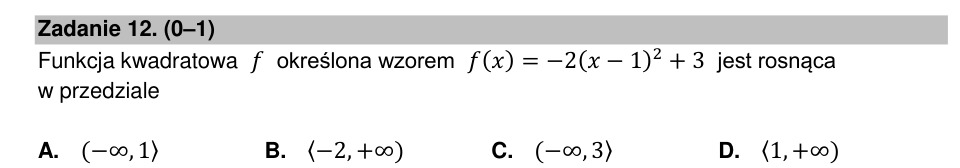 Zadanie 12: Przedział monotoniczności funkcji - matura matematyka 2022