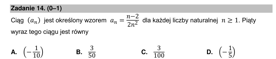Zadanie 14: Piąty wyraz ciągu - matura matematyka 2022