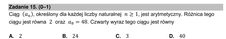 Zadanie 15: Czwarty wyraz ciągu - matura matematyka 2022