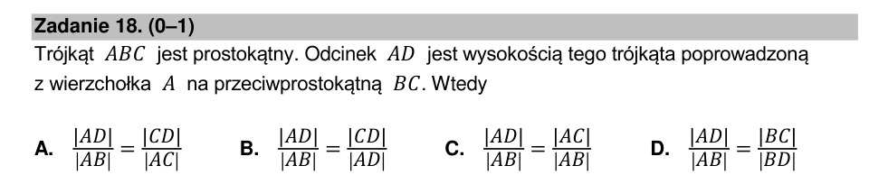 Zadanie 18: Stosunek odcinków w trójkącie - matura matematyka 2022